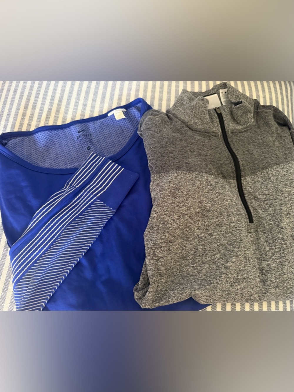 Nike Blue Long Sleeve Top & Gray Quarter-Zip Pullover Set
